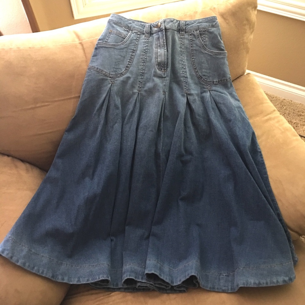 Soft Surroundings Denim Midi Skirt